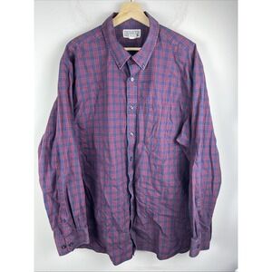 Duluth Trading Co Men's 2XL‎ Maroon Navy Plaid Long Sleeve Button Down Shirt